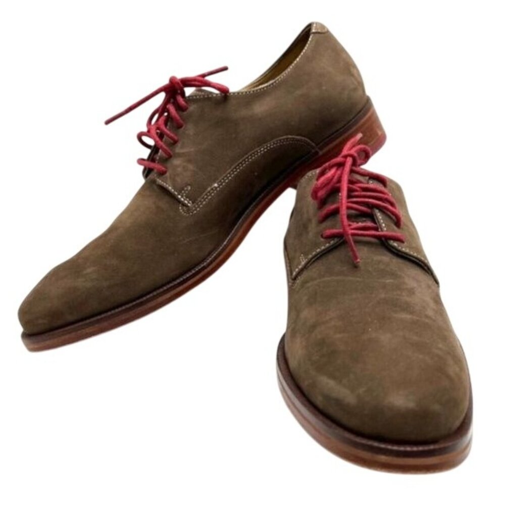 Cole Haan Brown Suede Men's Wingtip Oxfords Lace-Up Shoes With Red Laces Size 8